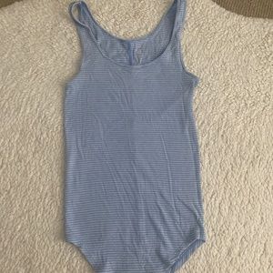 Gap Blue and White Striped Long Tank Top